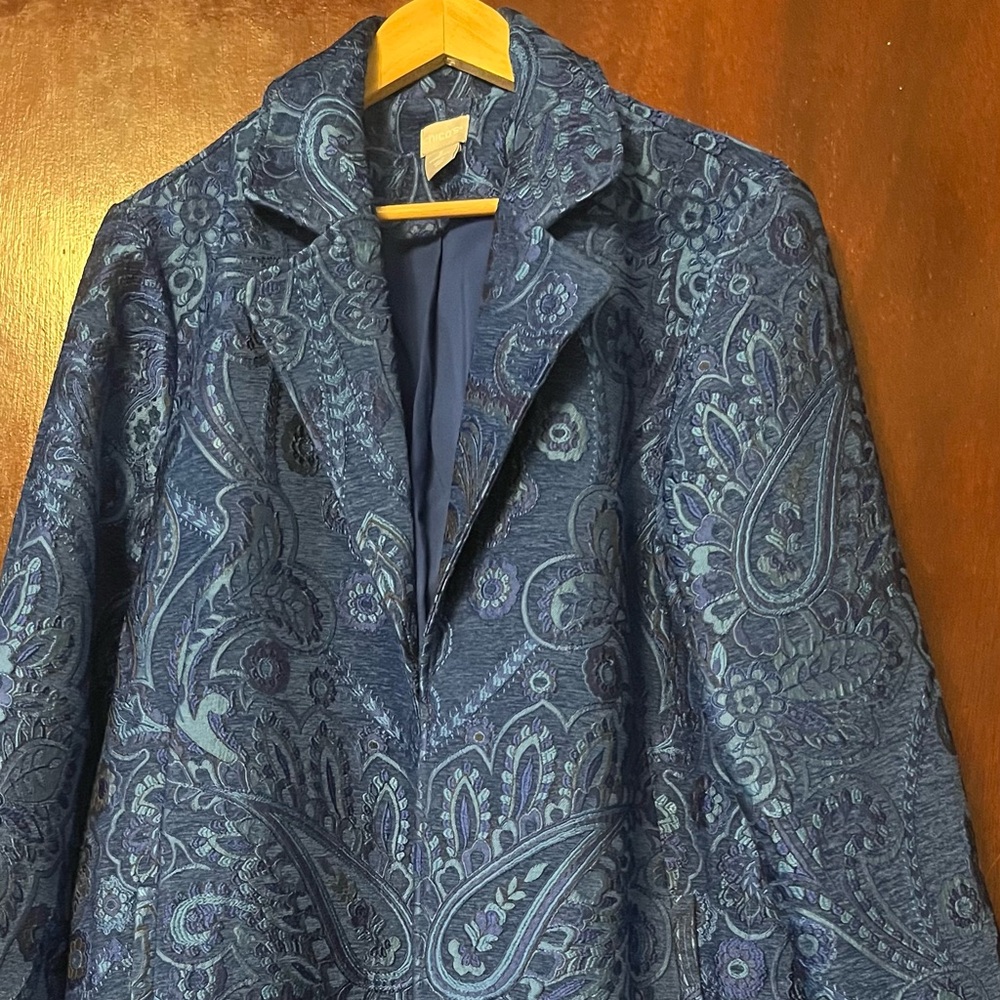 Women’s Chico's Blue Patterned Jacket - image 1